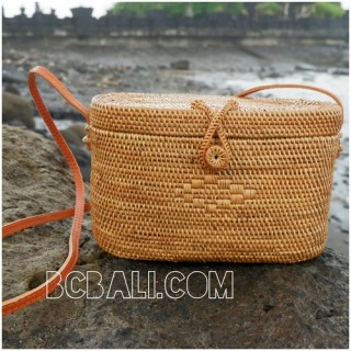 ladies handbag oval ata grass rattan handwoven made in bali